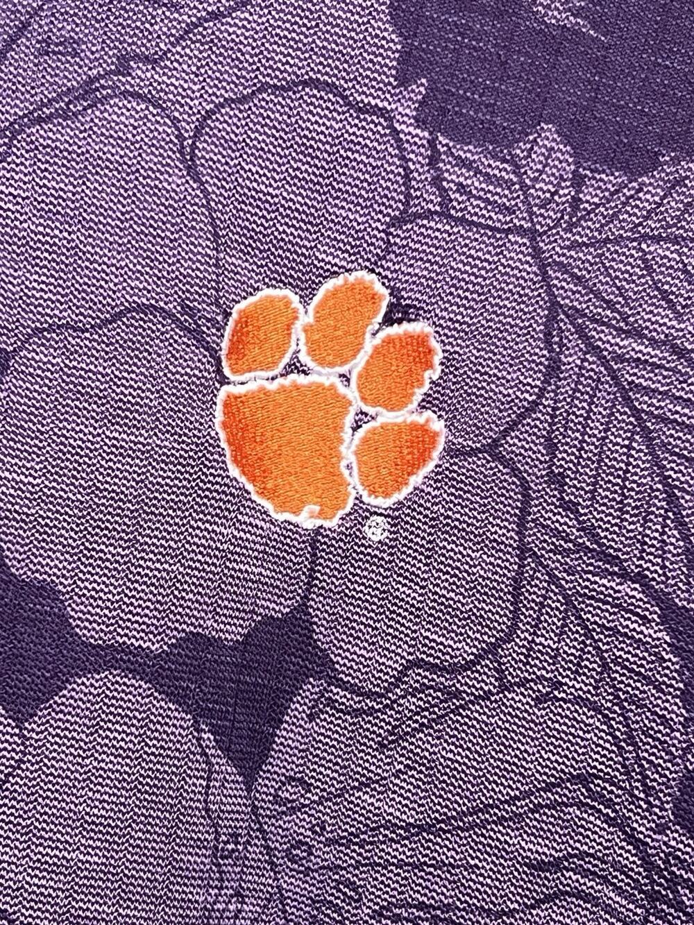 CLEMSON TIGERS x TOMMY BAHAMA Men’s XL Polo Shirt Purple Paisley Stretch Preppy